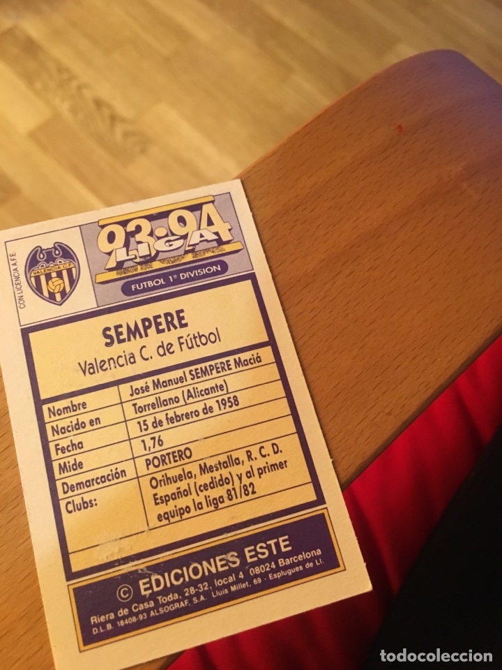 Cromos de f&uacute;tbol: Sempere 1993 1994 este 93 94 - Foto 2