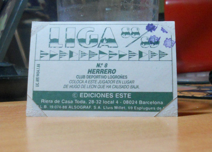 Cromos de f&uacute;tbol: EDICIONES ESTE 1988-1989  88 89  HERRERO (COLOCA) LOGRO&Ntilde;ES VENTANILLA LEER - Foto 2