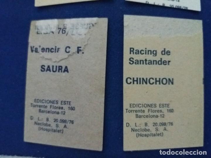 Cromos de f&uacute;tbol: 76/77 ESTE. LOTE 4 CROMOS ERROR CORTE TRASERA - Foto 2