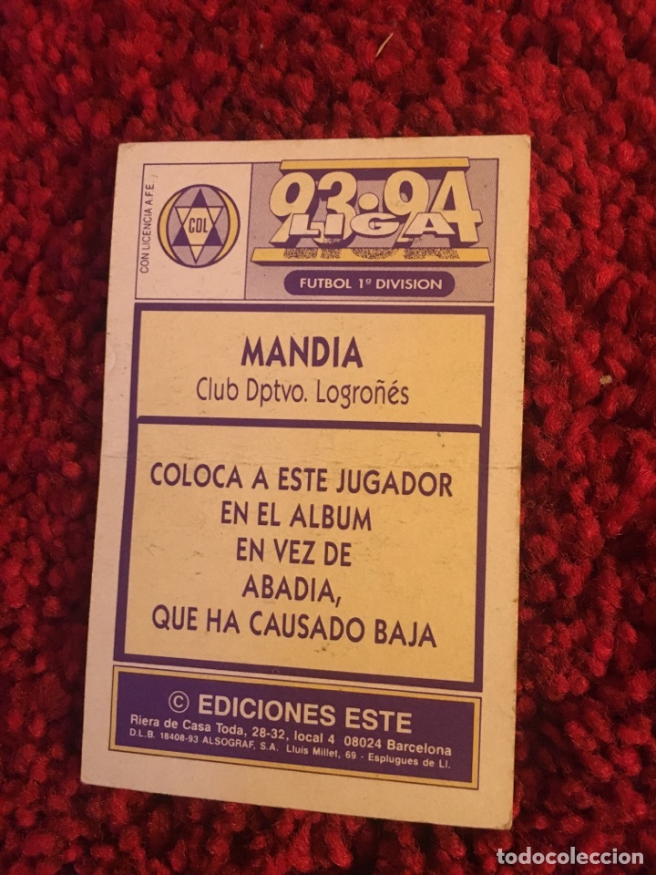 Cromos de f&uacute;tbol: Mandia 93 94 1993 1994 logro&ntilde;es este - Foto 2