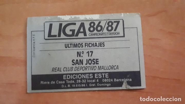 Cromos de f&uacute;tbol: Cromo San Jose 86-87 - Foto 2