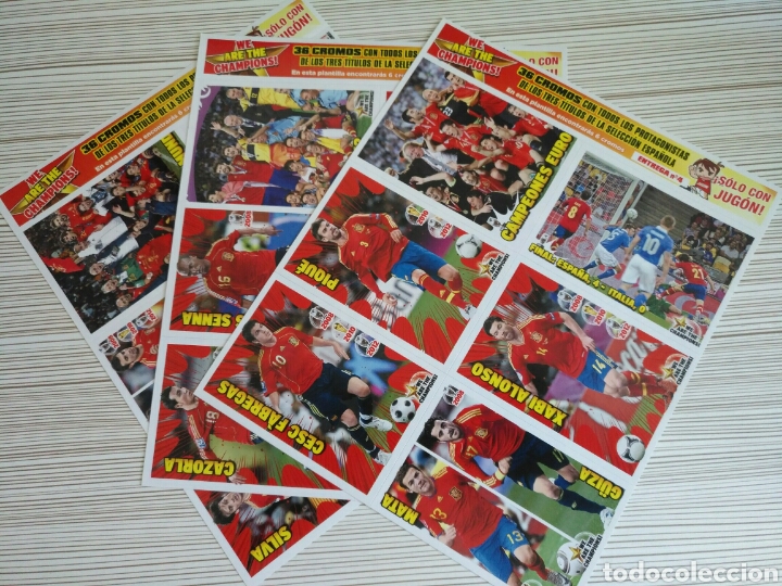Figurine di Calcio: Cromos jugon-seleccion espa&ntilde;ola-3 titulos.