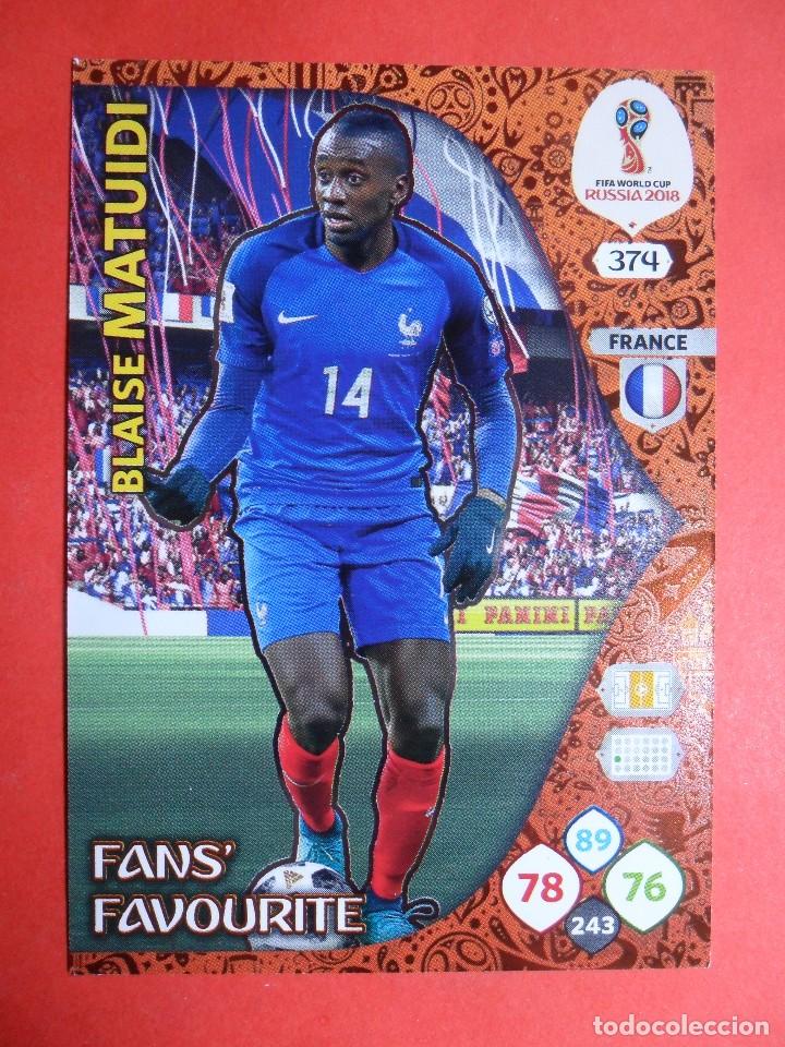 Cartes &agrave; collectionner de Football: ADRENALYN XL FIFA WORLD CUP RUSSIA RUSIA 2018- 374 -BLAISE MATUIDI-FANS' FAVOURITE-FRANCIA-PANINI