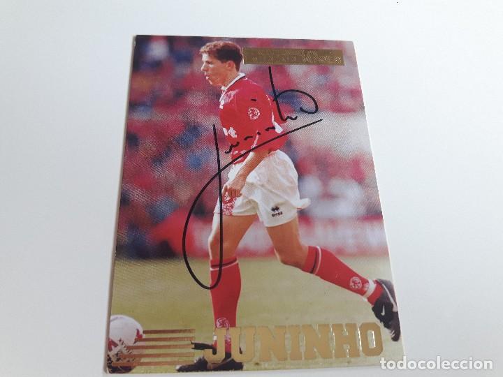 Cromos de F&uacute;tbol: CARD JUNINHO FIRMADA  PREMIER GOLD 1997 ED.MERLIN TRADING CARDS.F3