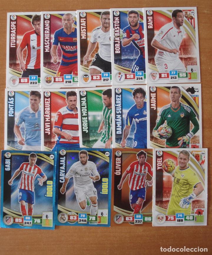 Cromos de F&uacute;tbol: Lote de 14 cromos ADRENALYN 2015-2016. Trading Card Game. Liga BBVA. Panini.