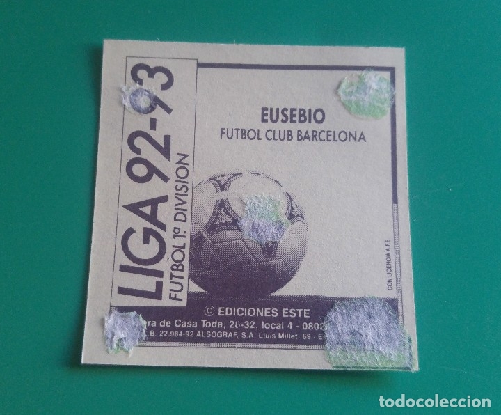 Cromos de f&uacute;tbol: EUSEBIO - BARCELONA - EDICIONES ESTE 1992-93 - DESPEGADO - 92/93 - Foto 2
