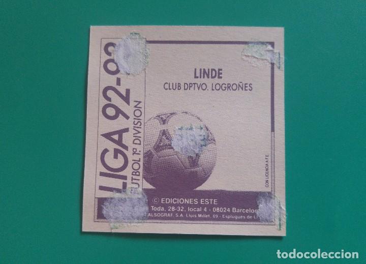 Cromos de f&uacute;tbol: LINDE - LOGRO&Ntilde;&Eacute;S - EDICIONES ESTE 1992-93 - DESPEGADO - 92/93 - Foto 2
