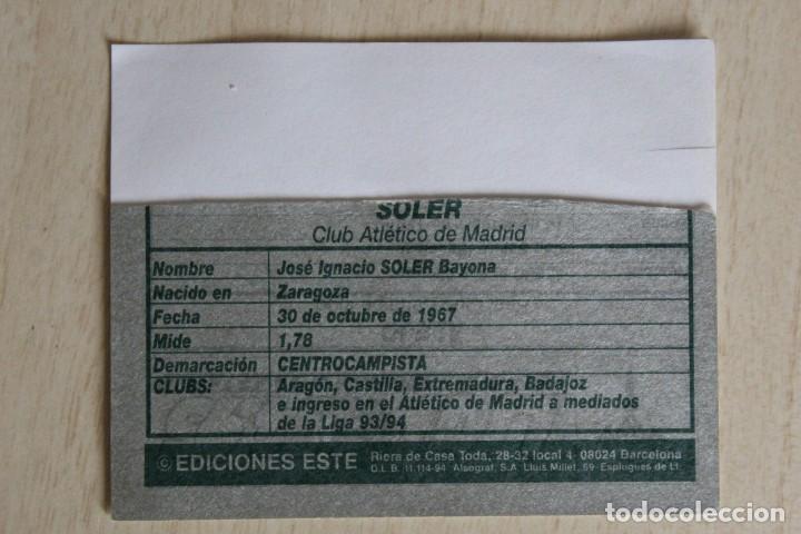 Cromos de f&uacute;tbol: ESTE 94 95 SOLER TRASERA PLATEADA - Foto 1