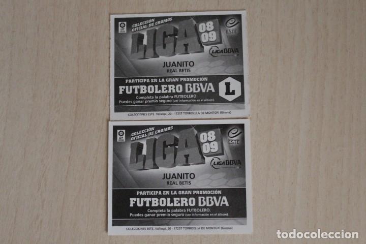 Cromos de f&uacute;tbol: ESTE 08 09 JUANITO DOBLE TRASERA - Foto 1