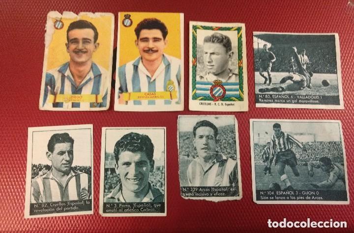 Cromos de f&uacute;tbol: Lote de 8 cromos de futbol del Equipo del Espa&ntilde;ol pertenecen a varias colecciones de albumes
