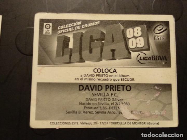 Cromos de f&uacute;tbol: COLOCA DAVID PRIETO SEVILLA ESTE 08 09 - Foto 2