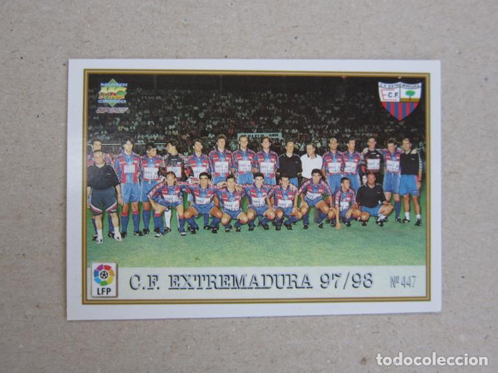 Cromos de f&uacute;tbol: MUNDICROMO FICHAS LIGA 97 98 N&ordm; 447 PLANTILLA / ESCUDO EXTREMADURA 1997 1998 NUEVO