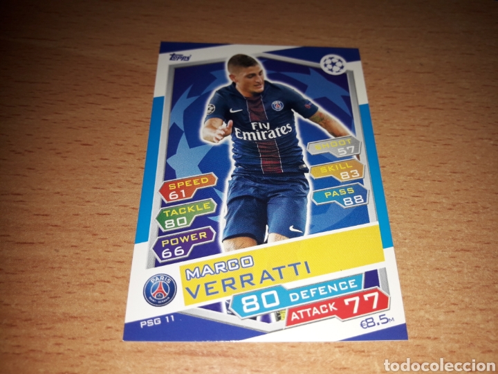 Fu&szlig;ball-Sticker: Topps match attax champions league 2016 2017 16 17 PSG 11 Marco Verratti PSG