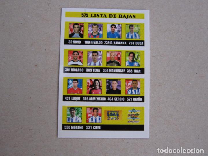 Cromos de f&uacute;tbol: MUNDICROMO FICHAS LIGA 2003 2002 N&ordm; 575 INDICE LISTA BAJAS 02 03 NUEVO