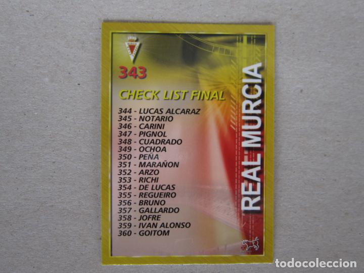 Cromos de F&uacute;tbol: MUNDICROMO EDICIONES ESTADIO 2007 2008 CHECK LIST FINAL N&ordm; 343 ESCUDO INDICE MURCIA 07 08 NUEVO