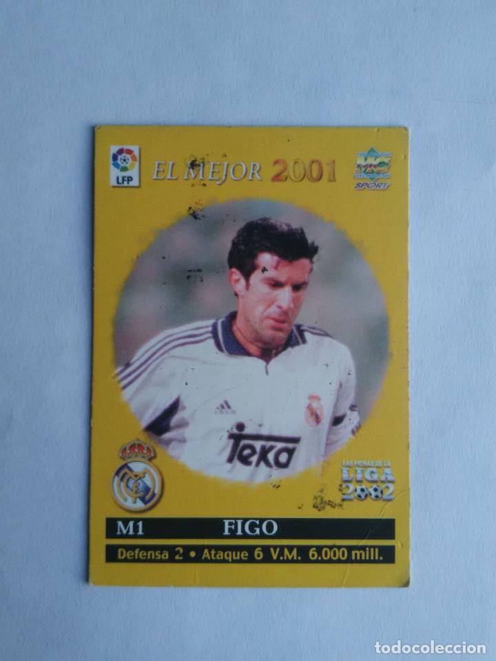 M1 EL MEJOR: LUIS FIGO (REAL MADRID) - CROMO DE FÚTBOL FICHAS LIGA  2001-2002 MUNDICROMO 01-02