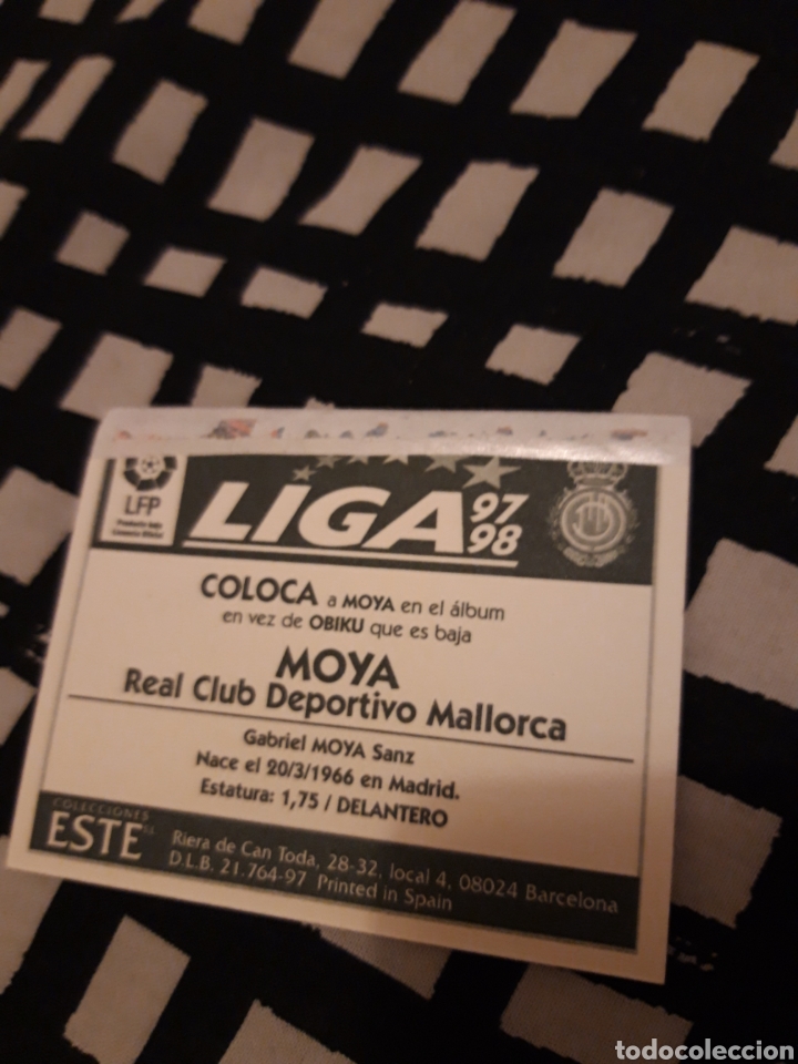 Cromos de f&uacute;tbol: Este 1997 1998 despegado ventanilla Mallorca moya coloca - Foto 2