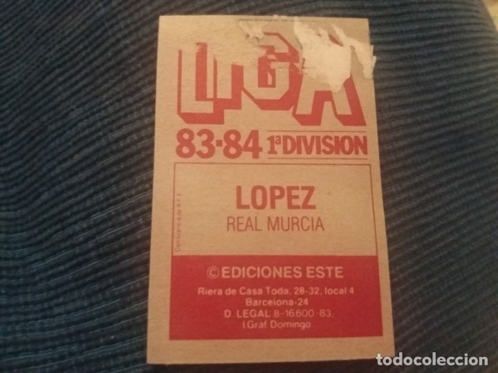 Cromos de f&uacute;tbol: 83/84 ESTE. REAL Murcia L&oacute;pez VERSI&Oacute;N corregida - Foto 2