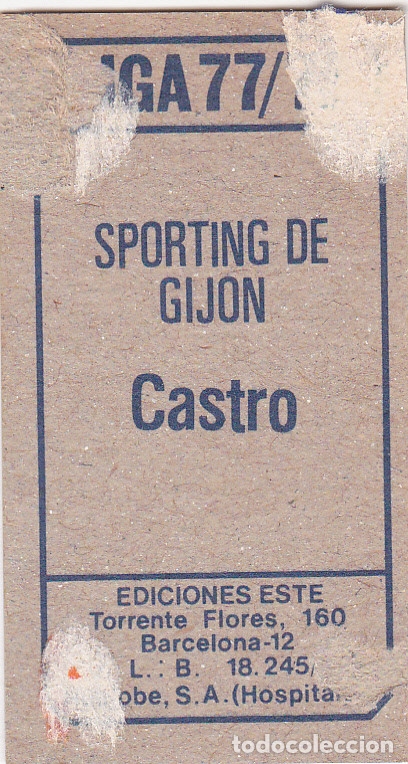 Cromos de f&uacute;tbol: ESTE 77-78 * CASTRO * DEL SPORTING (RECUPERADO)(A-4) - Foto 2