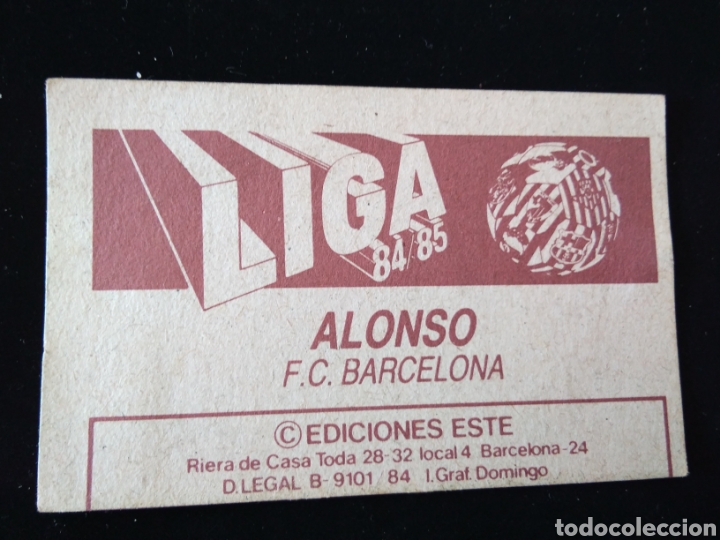 Cromos de f&uacute;tbol: Alonso (Barcelona) 84/85 (Este) - Foto 2