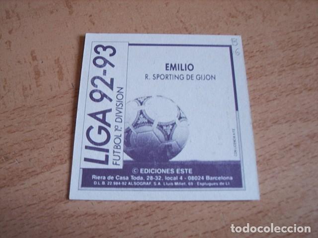 Cromos de f&uacute;tbol: ESTE 92-93 BAJA EMILIO SPORTING SIN PEGAR - Foto 2