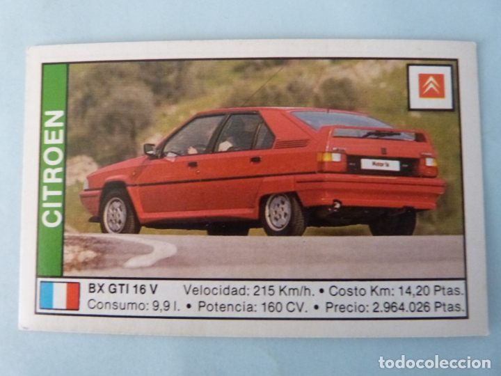 Cromos de F&uacute;tbol: CROMO DE COCHES CITROEN SIN PEGAR N&ordm; 36 A&Ntilde;O 1988 DEL ALBUM COCHE 89 DE CUSCO
