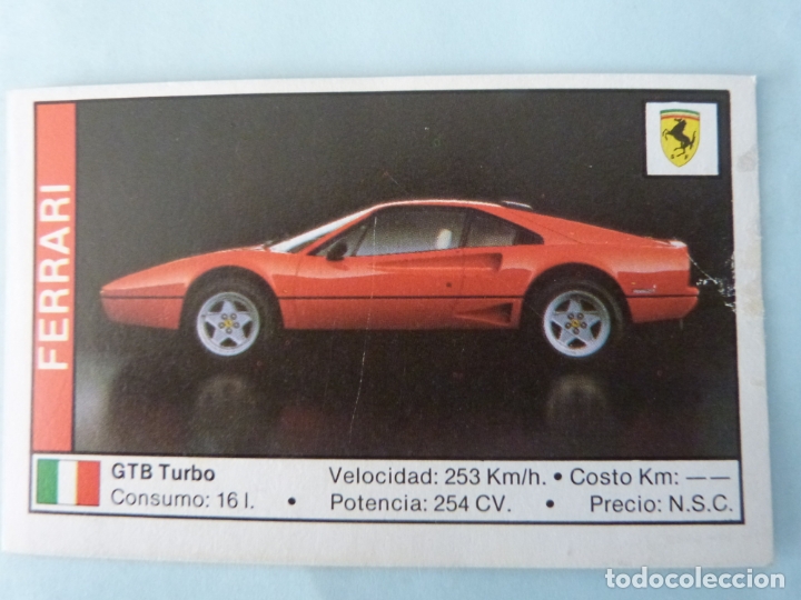 Cromos de f&uacute;tbol: CROMO DE COCHES FERRARI SIN PEGAR N&ordm; 44 A&Ntilde;O 1988 DEL ALBUM COCHE 89 DE CUSCO