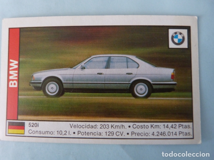 Cromos de F&uacute;tbol: CROMO DE COCHES BMW SIN PEGAR N&ordm; 24 A&Ntilde;O 1988 DEL ALBUM COCHE 89 DE CUSCO