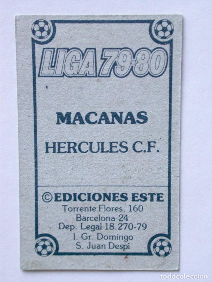 Cromos de f&uacute;tbol: MACAN&Aacute;S DEL H&Eacute;RCULES DE EDICIONES ESTE 79-80, NUNCA PEGADO - Foto 2