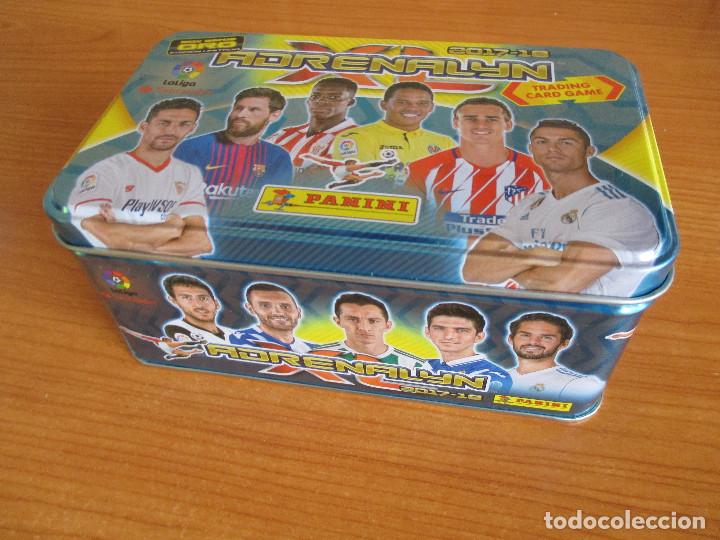 Cromos de f&uacute;tbol: CAJA METALICA DE CROMOS ADRENALYN 2017/18 SERIE ORO