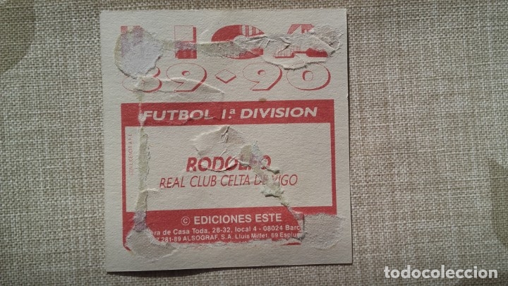 Cromos de f&uacute;tbol: RODOLFO CELTA ED ESTE 89 90 - Foto 2