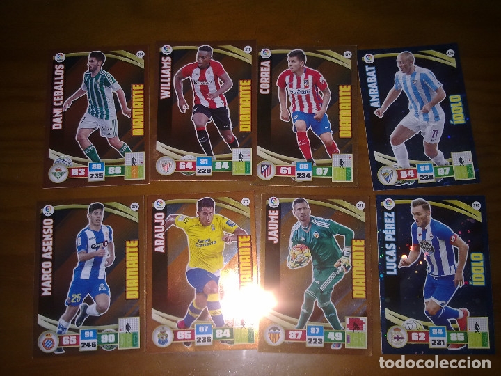 Cromos de f&uacute;tbol: LOTE ADRANALYN 15-16 6 DIAMANTES Y 2 IDOLOS