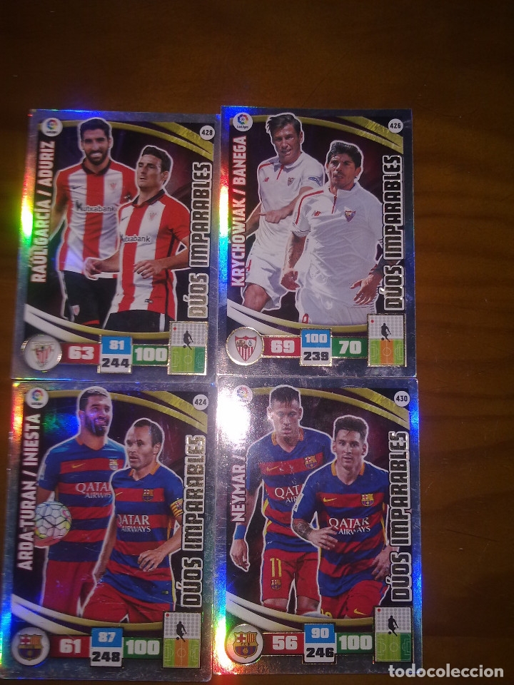 Cromos de f&uacute;tbol: LOTE ADRANALYN 15-16 4 DUOS IMPARABLES