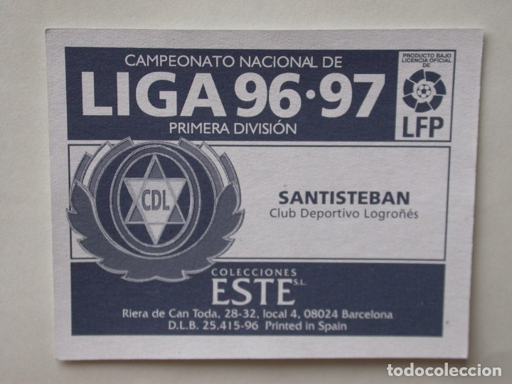 Cromos de f&uacute;tbol: SANTISTEBAN DEL LOGRO&Ntilde;ES DE EDICIONES ESTE 96-97, NUNCA PEGADO - Foto 2