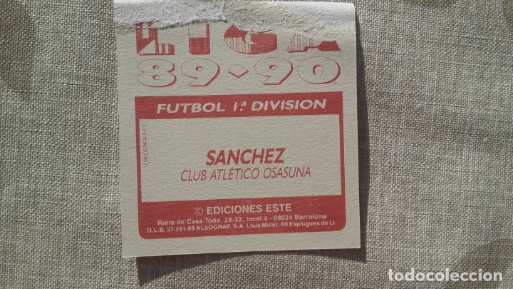 Cromos de f&uacute;tbol: SANCHEZ OSASUNA ESTE 89 90 - Foto 2