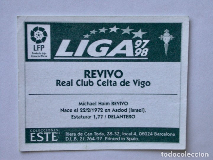 Cromos de f&uacute;tbol: REVIVO DEL CELTA DE EDICIONES ESTE 97-98, NUNCA PEGADO - Foto 2