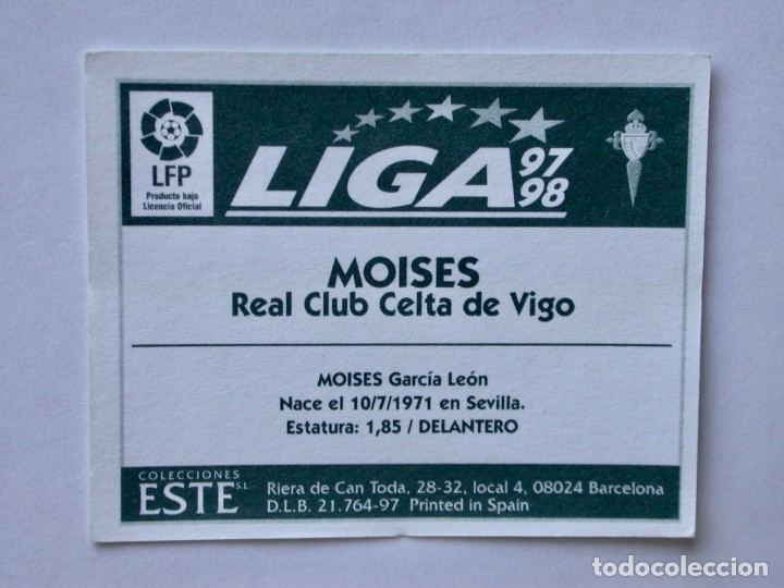 Cromos de f&uacute;tbol: MOIS&Eacute;S DEL CELTA DE EDICIONES ESTE 97-98, NUNCA PEGADO - Foto 2