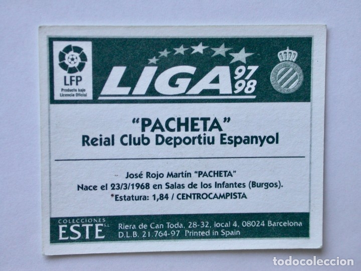 Cromos de f&uacute;tbol: PACHETA DEL ESPANYOL DE EDICIONES ESTE 97-98, NUNCA PEGADO - Foto 2