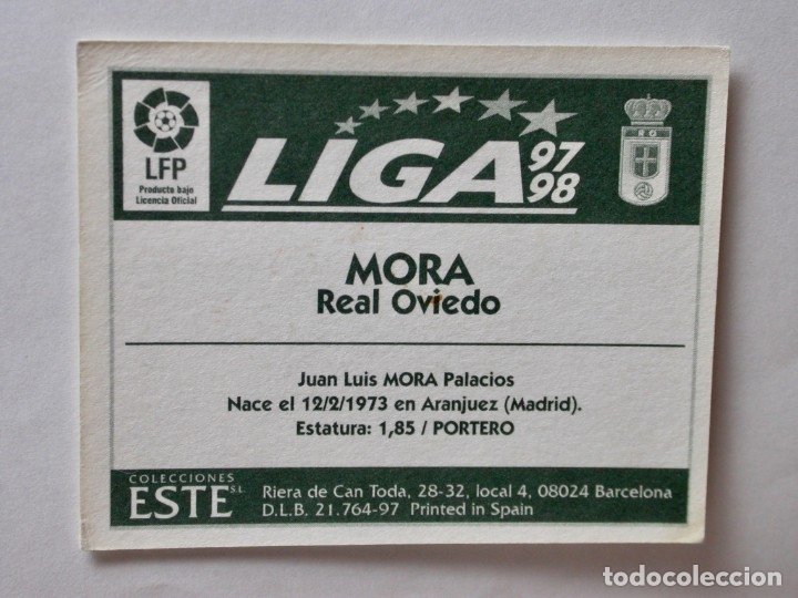 Cromos de f&uacute;tbol: MORA DEL OVIEDO DE EDICIONES ESTE 97-98, NUNCA PEGADO - Foto 2
