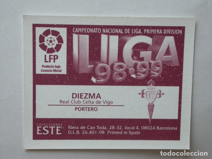 Cromos de f&uacute;tbol: DIEZMA DEL CELTA DE EDICIONES ESTE 98-99, NUNCA PEGADO - Foto 2