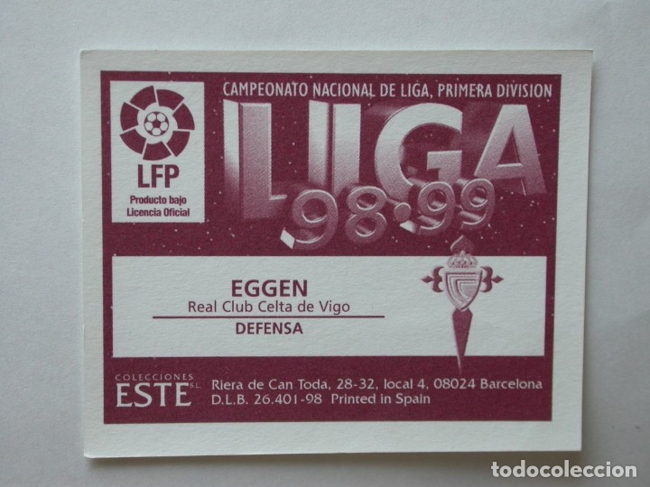 Cromos de f&uacute;tbol: EGGEN DEL CELTA DE EDICIONES ESTE 98-99, NUNCA PEGADO - Foto 2