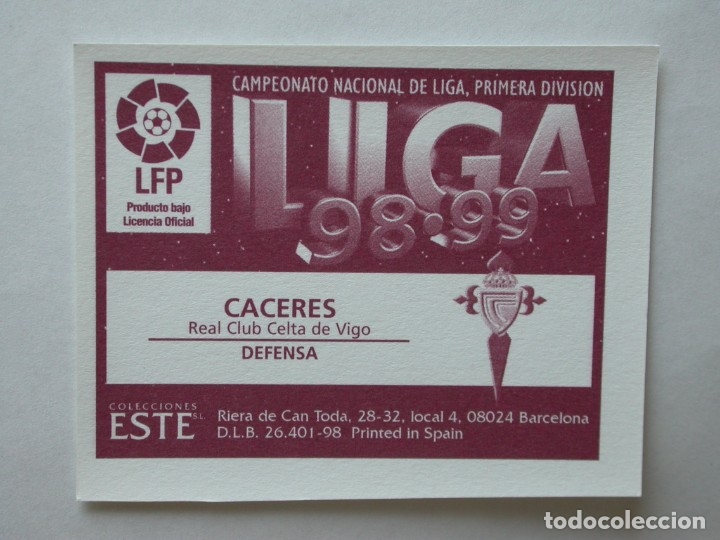 Cromos de f&uacute;tbol: C&Aacute;CERES DEL CELTA DE EDICIONES ESTE 98-99, NUNCA PEGADO - Foto 2
