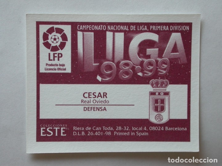 Cromos de f&uacute;tbol: C&Eacute;SAR DEL OVIEDO DE EDICIONES ESTE 98-99, NUNCA PEGADO - Foto 2