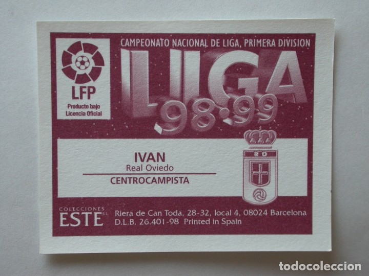 Cromos de f&uacute;tbol: IVAN DEL OVIEDO DE EDICIONES ESTE 98-99, NUNCA PEGADO - Foto 2