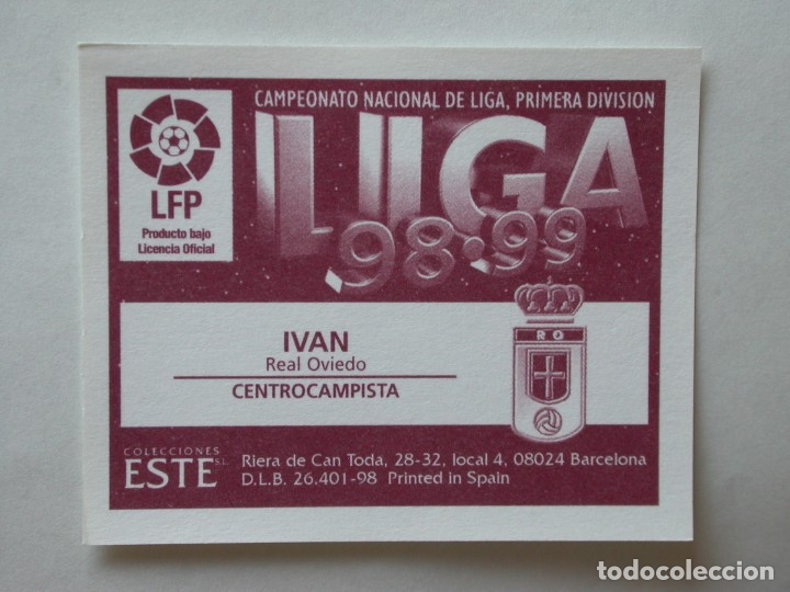 Cromos de f&uacute;tbol: IVAN DEL OVIEDO DE EDICIONES ESTE 98-99, NUNCA PEGADO - Foto 2