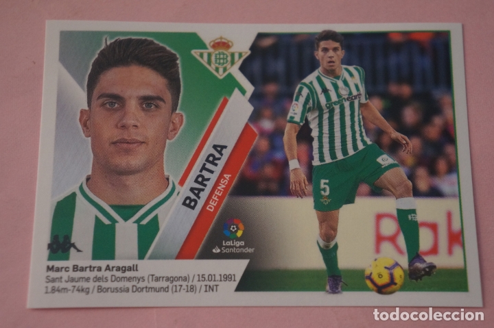 Cromos de f&uacute;tbol: CROMO DE F&Uacute;TBOL BARTRA DEL REAL BETIS BALOMPIE SIN PEGAR LIGA ESTE 2019-2020/19-20