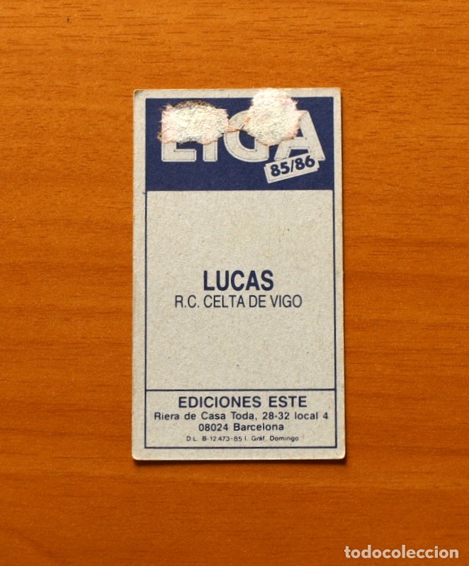 Cromos de f&uacute;tbol: Celta de Vigo - Lucas - Ediciones Este 1985-1986, 85-86 - Foto 2