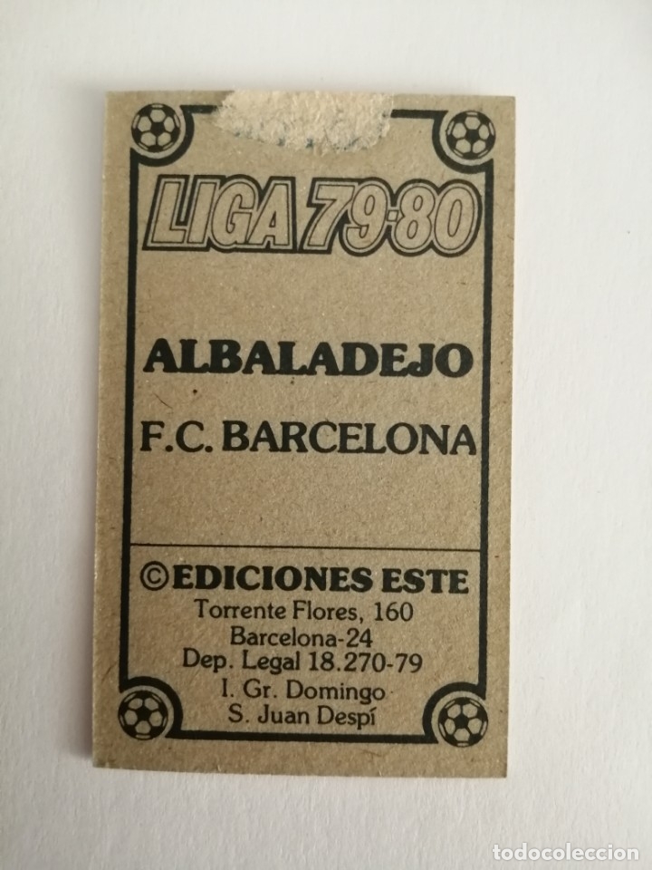 Cromos de f&uacute;tbol: Este 79 80 albaladejo del barcelona - Foto 2