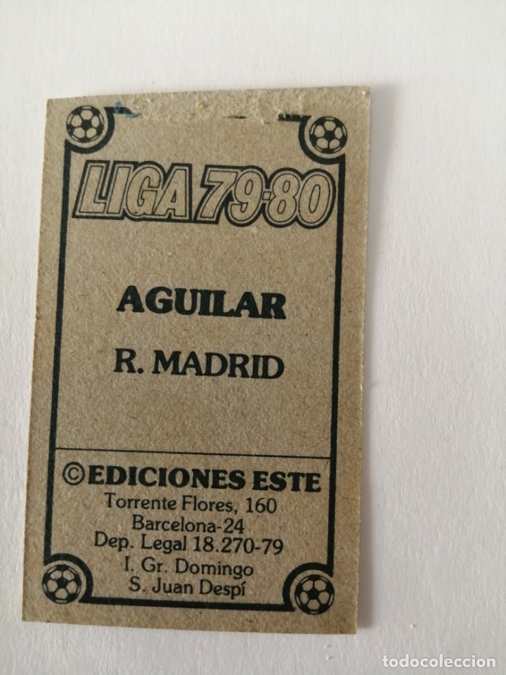 Cromos de f&uacute;tbol: Este 79 80 aguilar del real Madrid error de corte - Foto 2