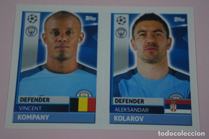 Cromos de F&uacute;tbol: CROMO DE F&Uacute;TBOL KOMPANY KOLAROV DEL MANCHESTER CITY F.C. SIN PEGAR N&ordm; 5-6 CHAMPIONS LEAGUE 16-17